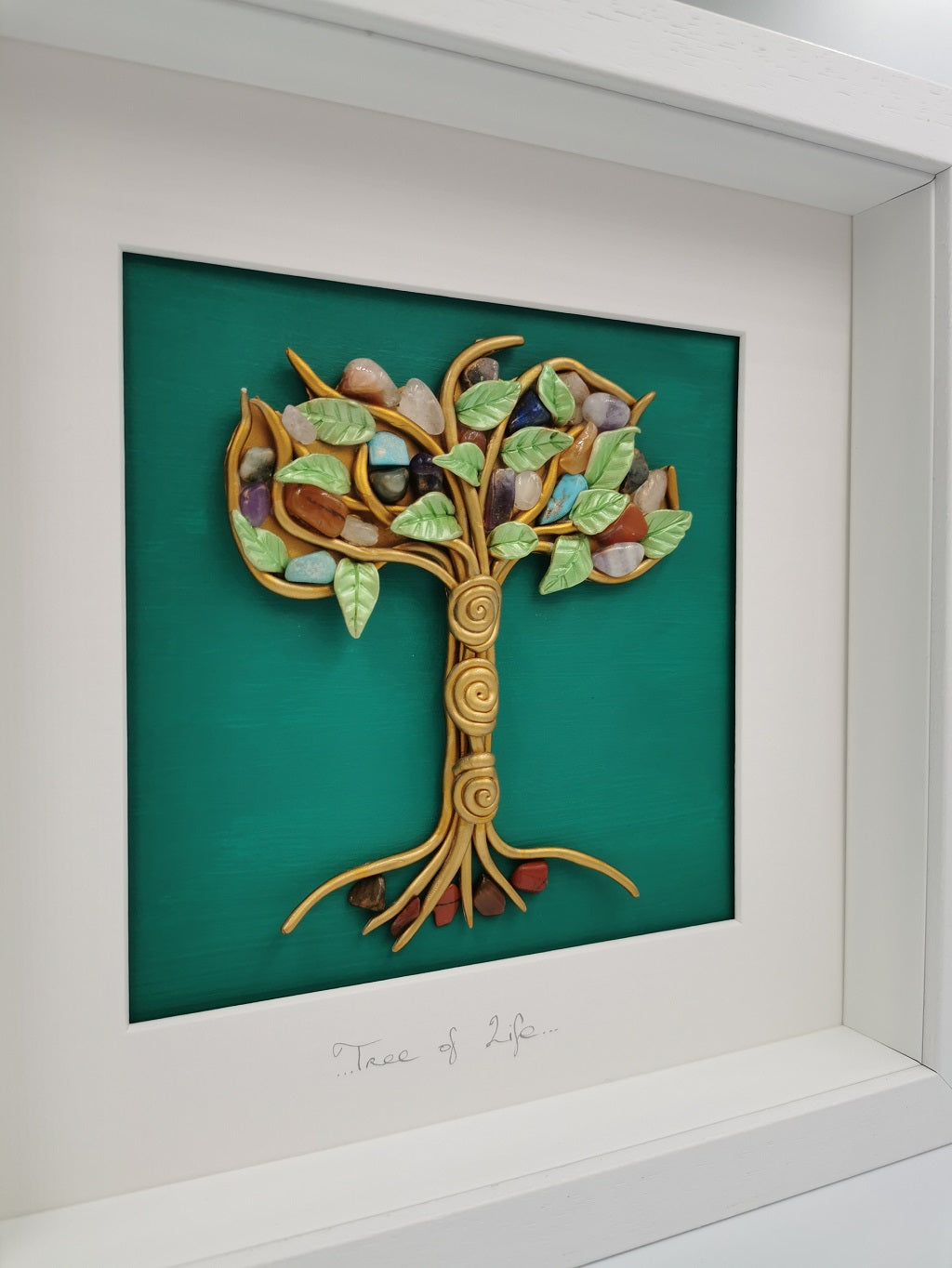 'Tree of Life' - Clay Wall Art with Semi-Precious Crystals