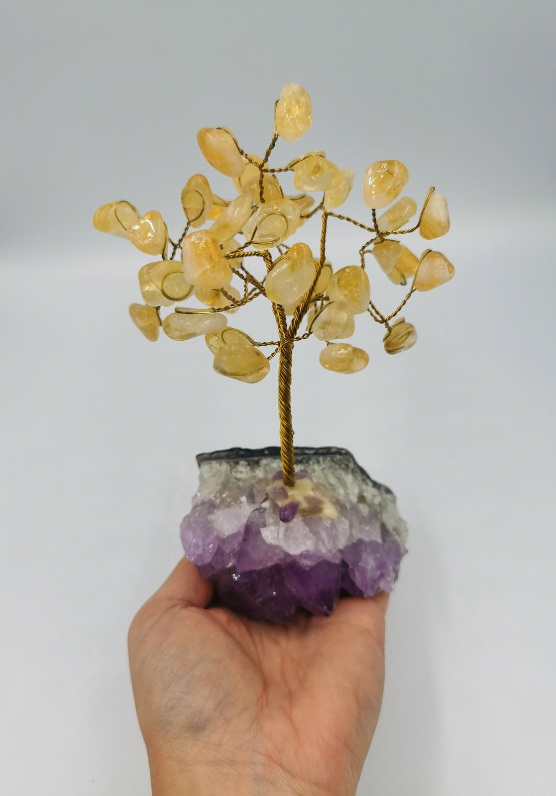 Citrine Gemstone Tree on Amethyst Cluster Base