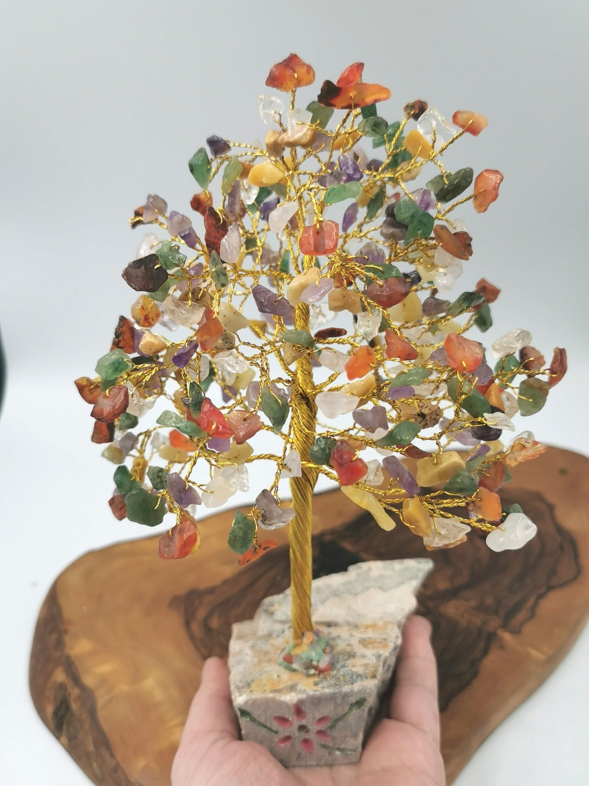 Large Gemstone Trees with Stone Base