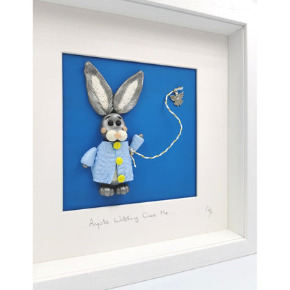 'Angels Watching Over Me'- Cute Clay Bunny Wall Art /New Baby Personalised Gift