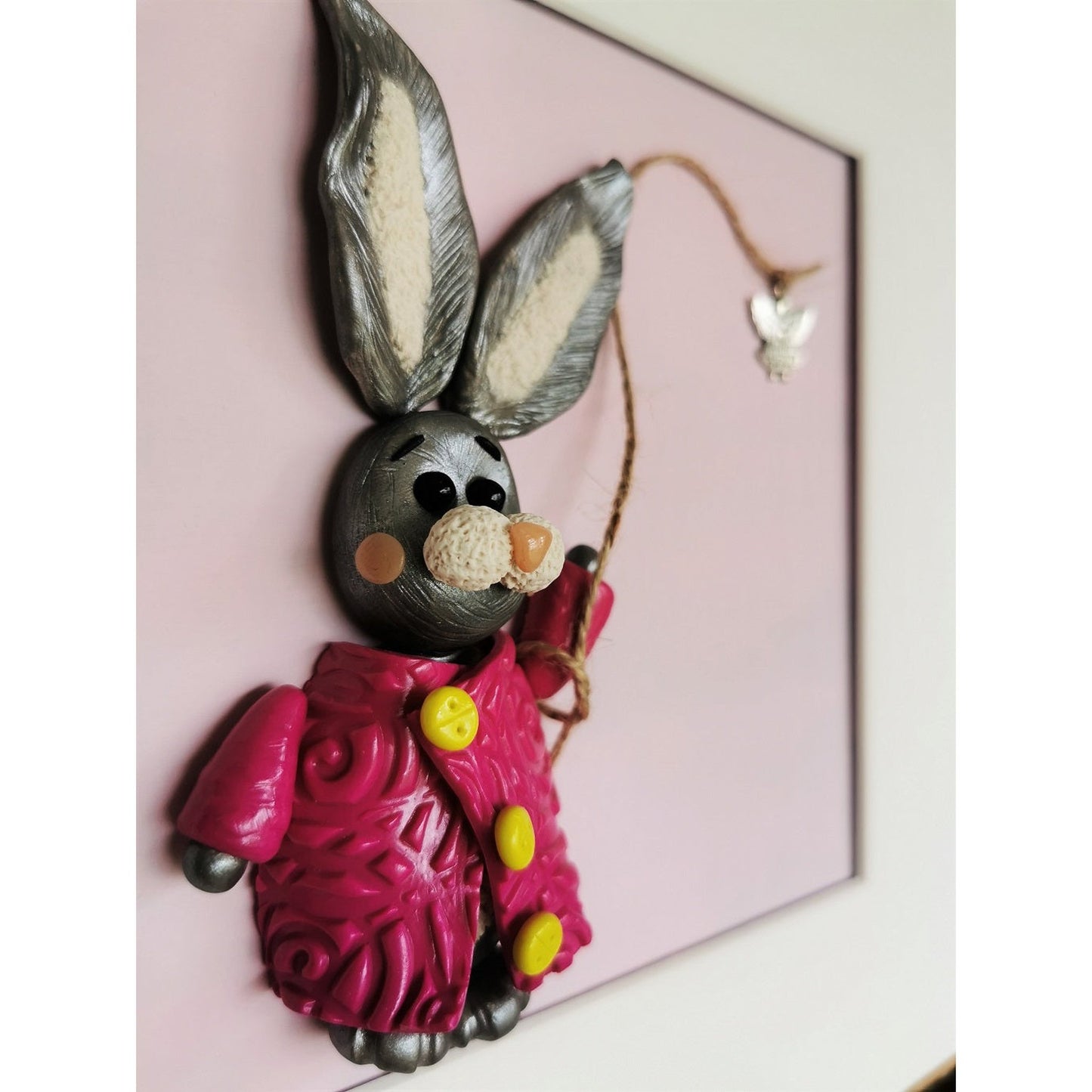 'Angels Watching Over Me'- Cute Clay Bunny Wall Art /New Baby Personalised Gift