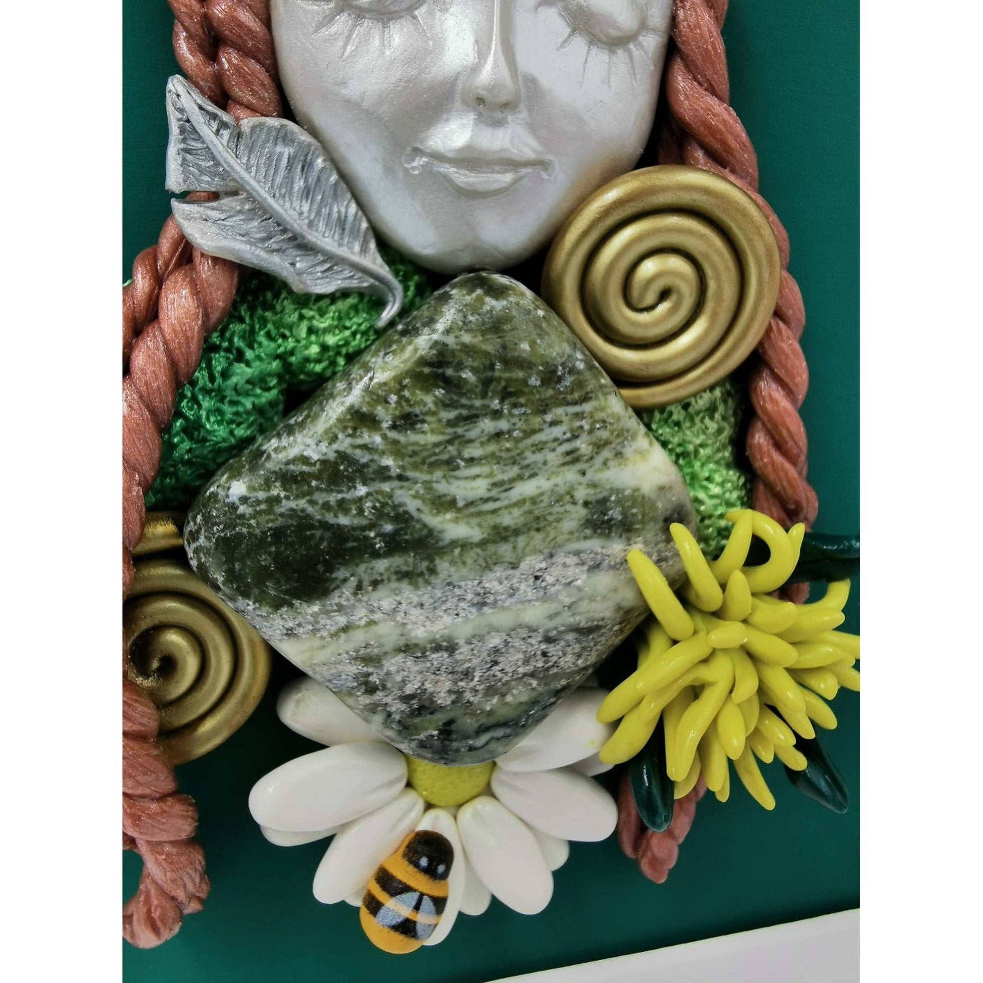 'Goddess Brigid'- Clay Wall Art with Connemara Marble