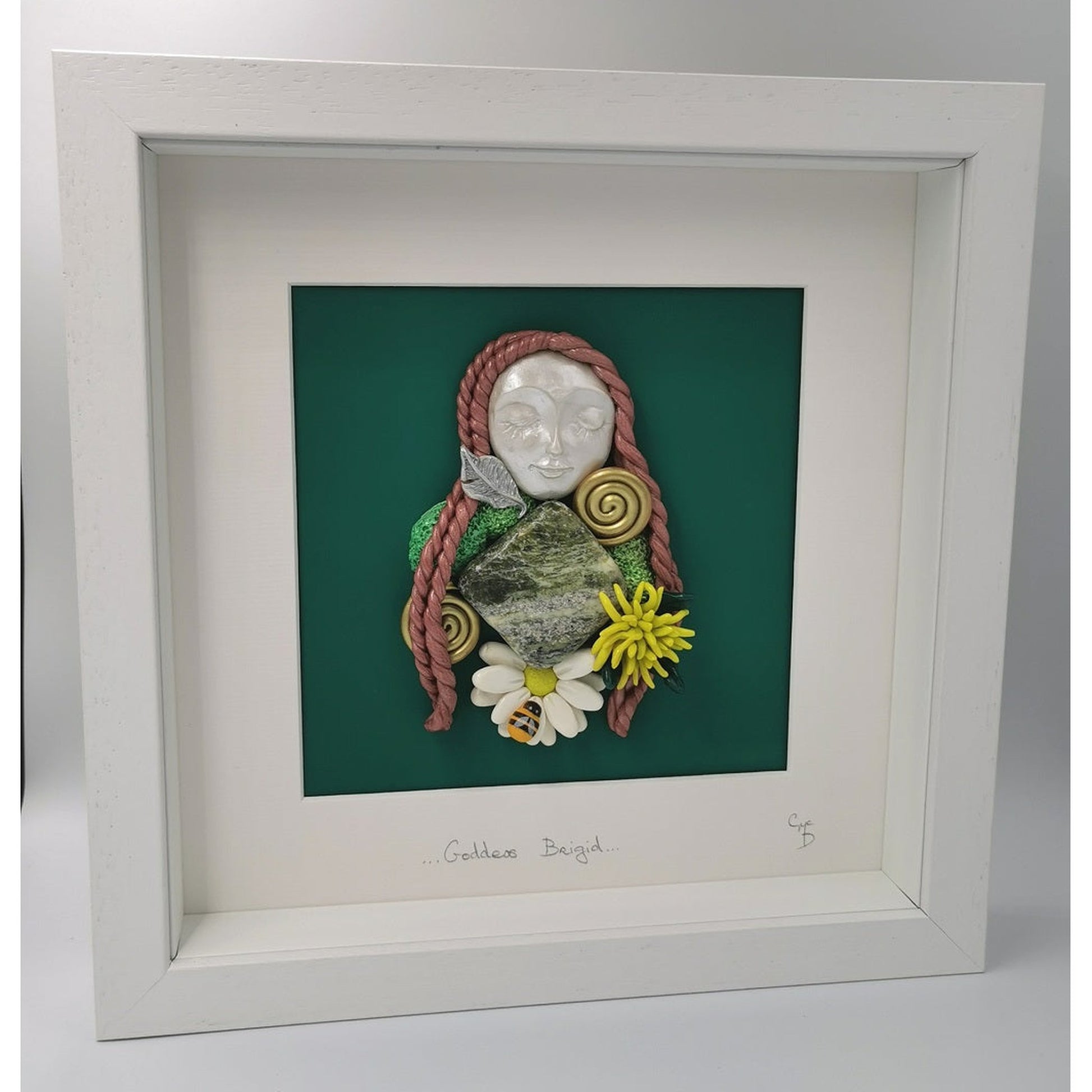 'Goddess Brigid'- Clay Wall Art with Connemara Marble