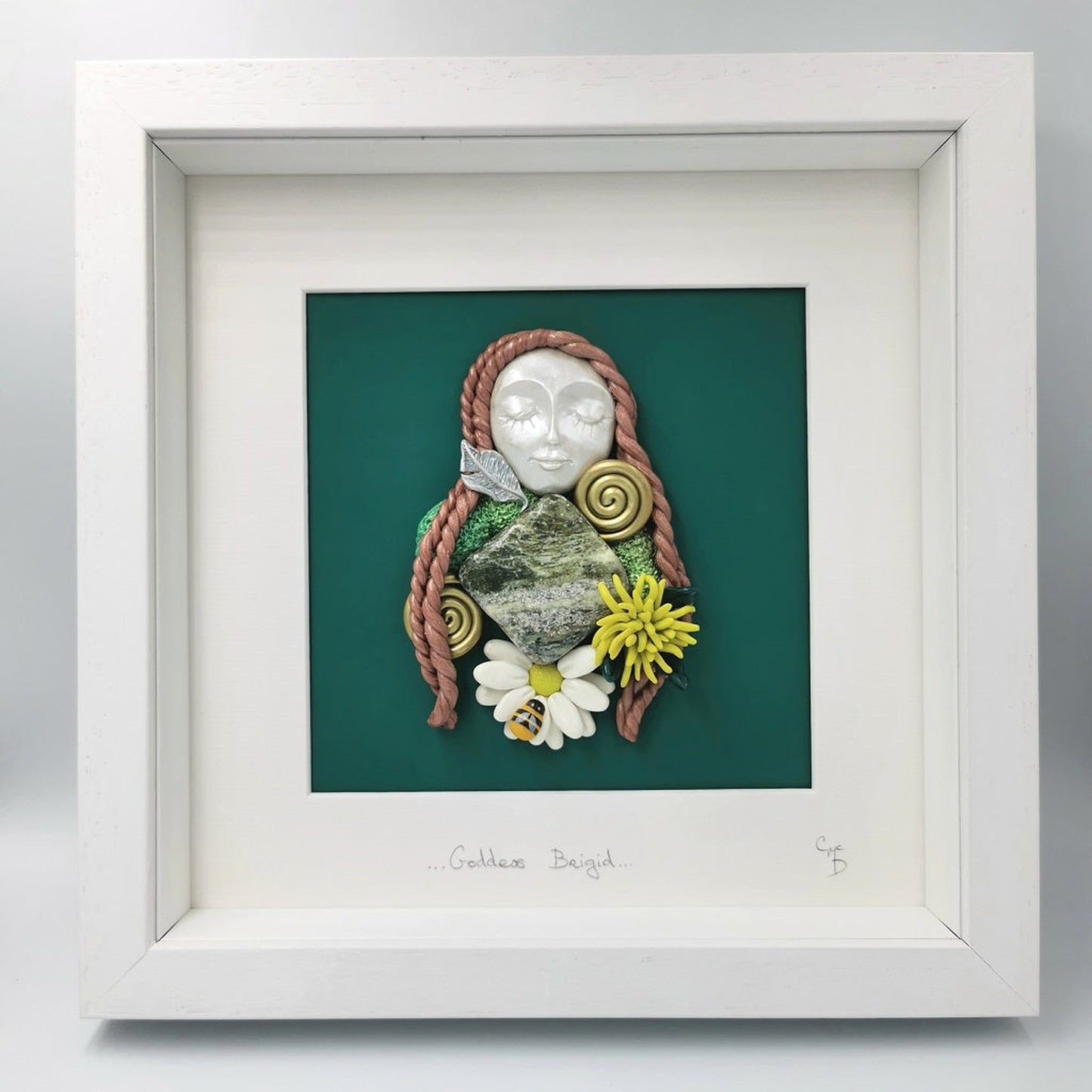 'Goddess Brigid'- Clay Wall Art with Connemara Marble