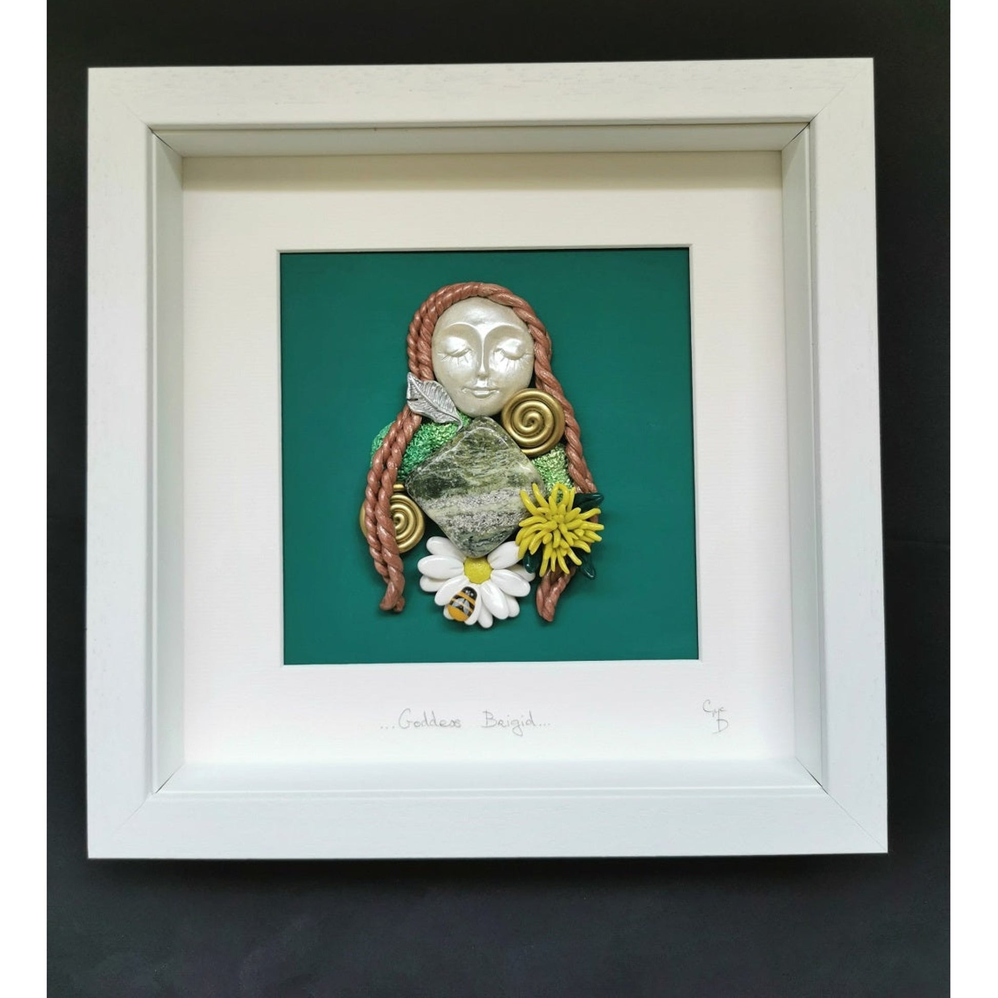 'Goddess Brigid'- Clay Wall Art with Connemara Marble