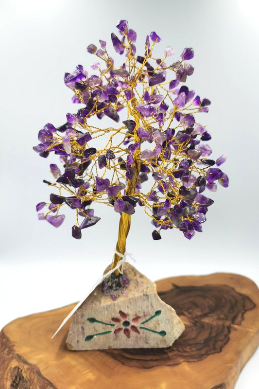 Large Gemstone Trees with Stone Base