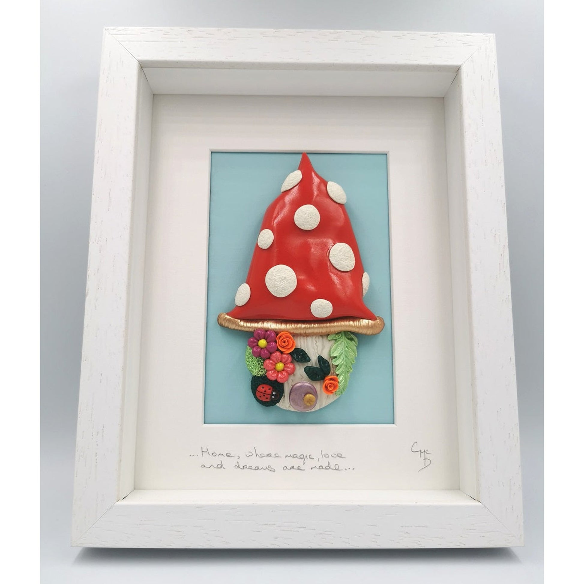 'Home is made of hopes and dreams' - Toadstool Clay Wall Art/New Home Gift