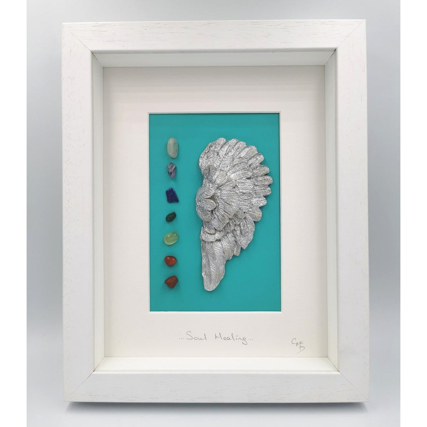 'Soul Healing' - Clay Angel Wing with Chakra Crystals/ Wall Art