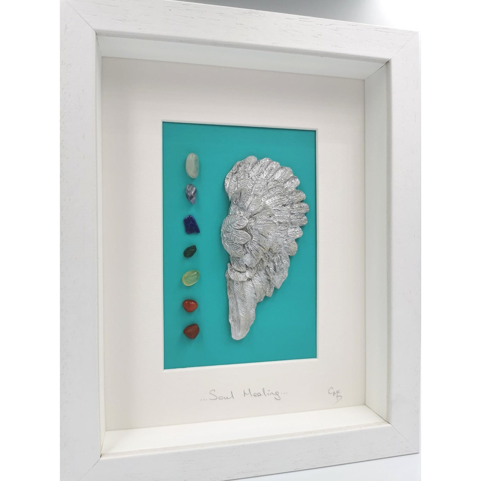 'Soul Healing' - Clay Angel Wing with Chakra Crystals/ Wall Art