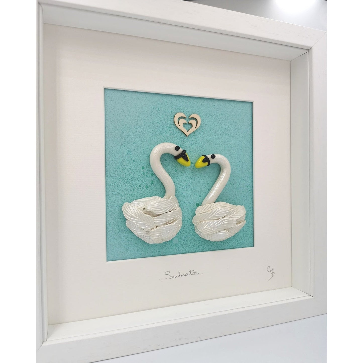 'Soulmates' - Swans, Clay Wall Art/Personalised Gift/Wedding Gift