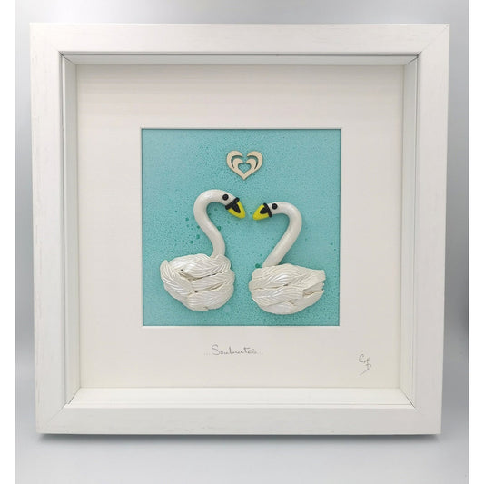 'Soulmates' - Swans, Clay Wall Art/Personalised Gift/Wedding Gift