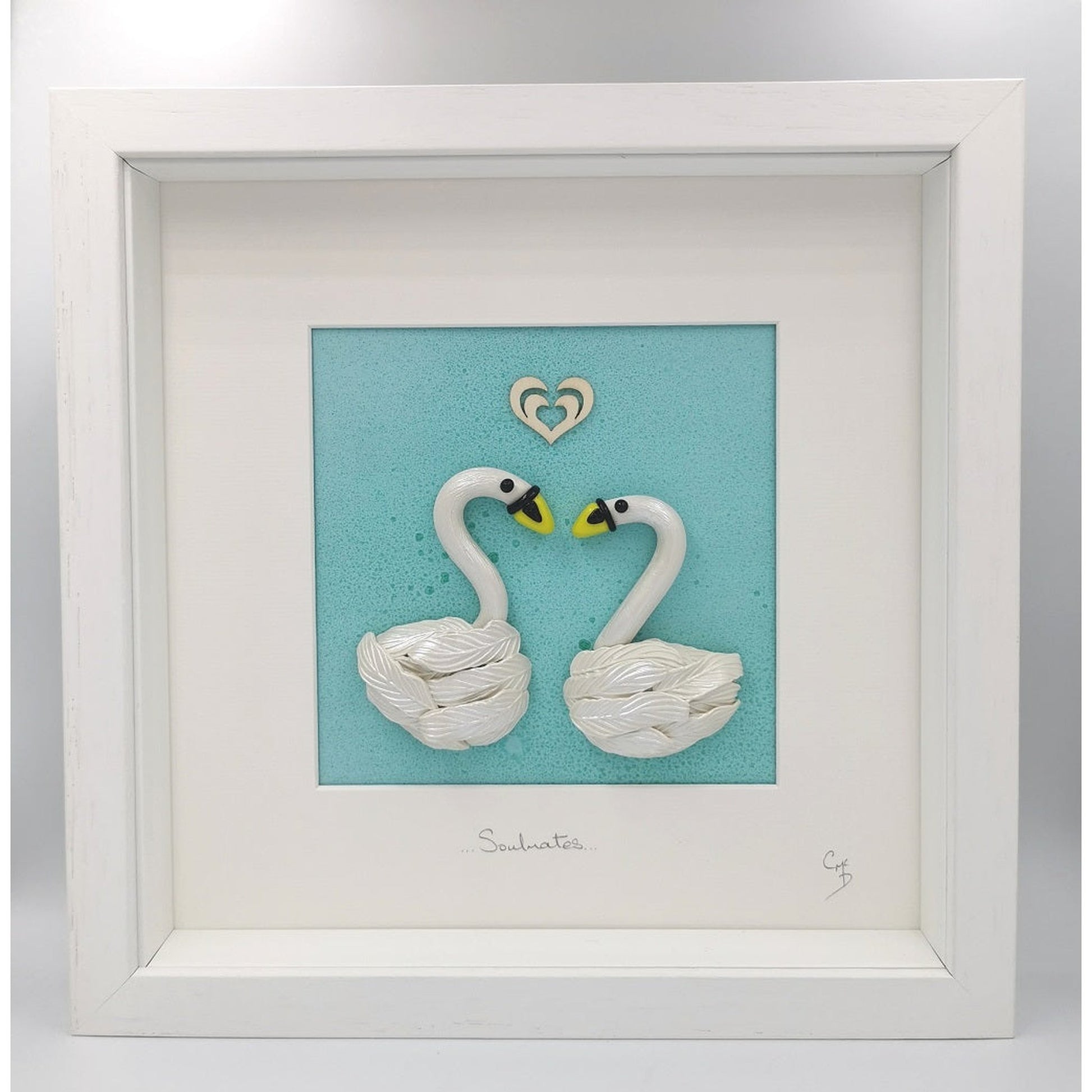 'Soulmates' - Swans, Clay Wall Art/Personalised Gift/Wedding Gift